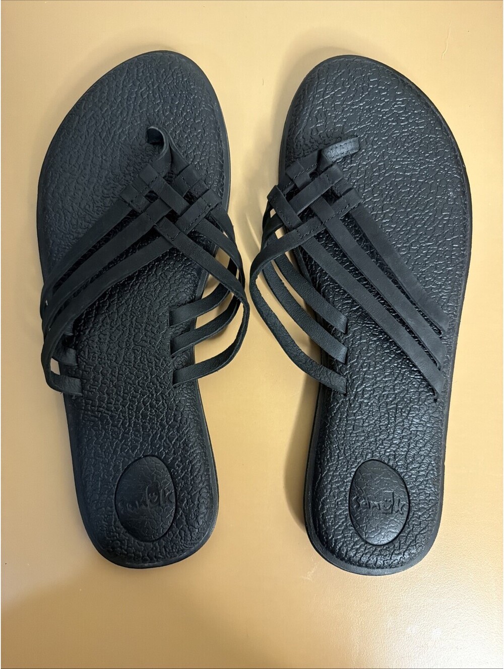 Sanuk Women's Yoga Salty Thong Sandals Black Size Memory Foam (M1)